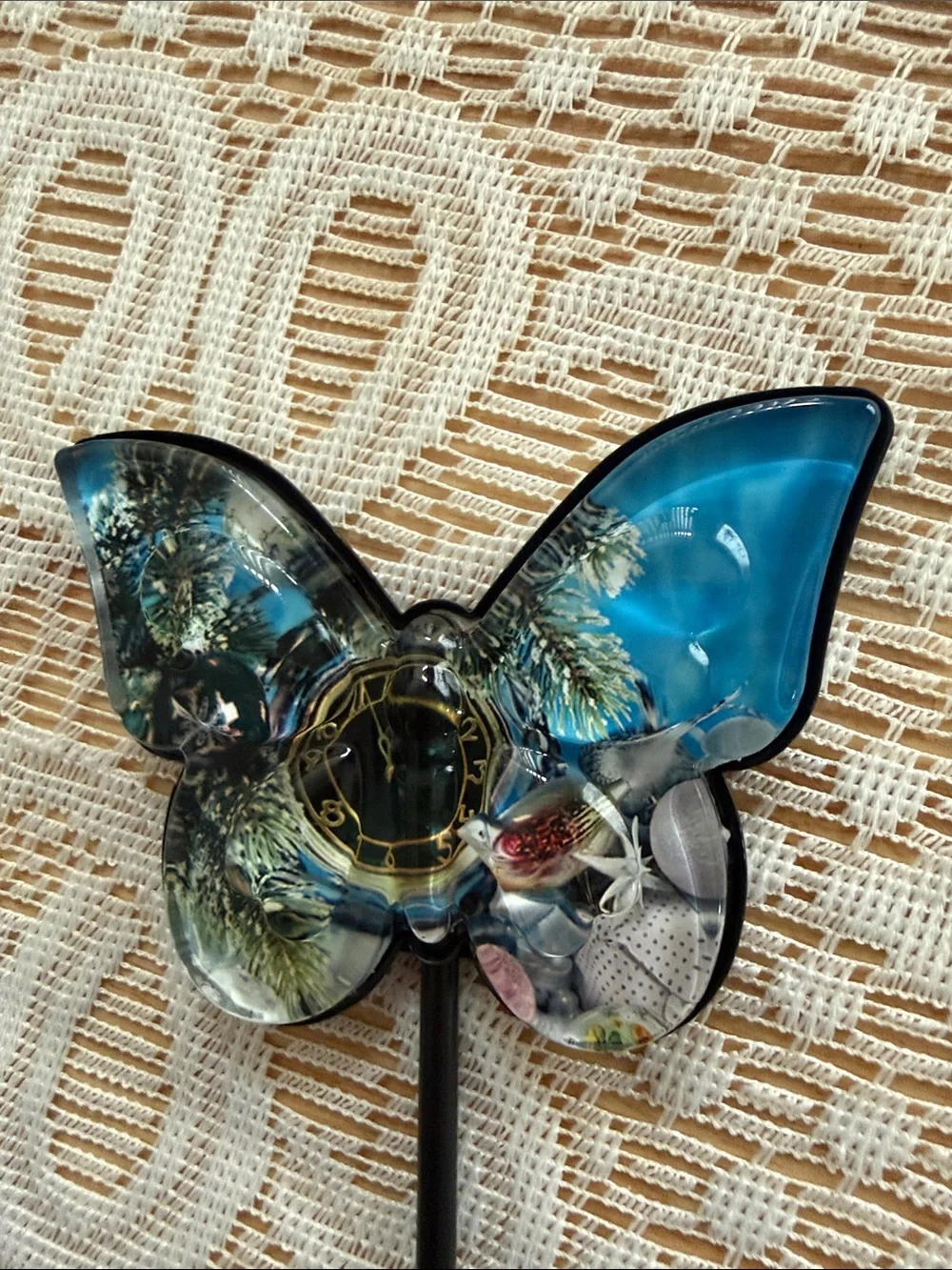 Decorative Butterfly Wall Hooks in Blue and Black - Set of 2